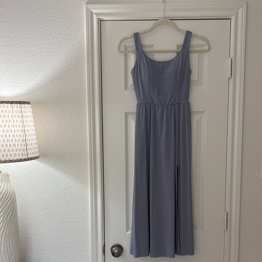 Halara Scoop Neck Light Blue/Periwinkle Midi Athletic Dress with Side Slit